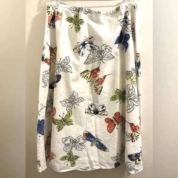 Liz Claiborne White Linen Skirt with Butterfly Print - Picture 2 of 13